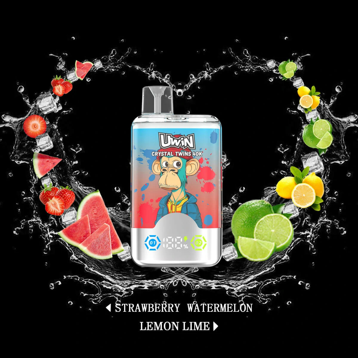 Vape jetable UWIN, 40 000 bouffées, modèle Crystal