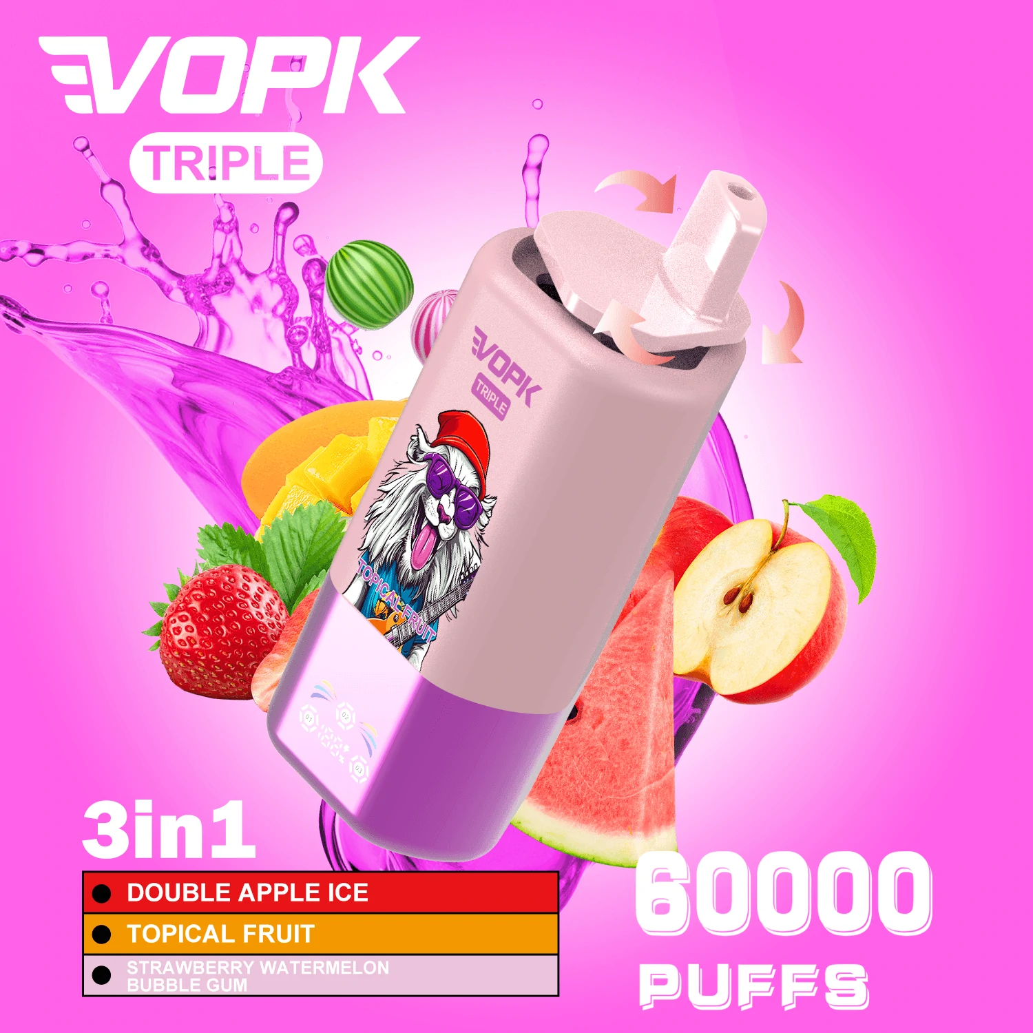 Vopk, 60.000 Züge, 3-in-1-Einweg-E-Zigarette