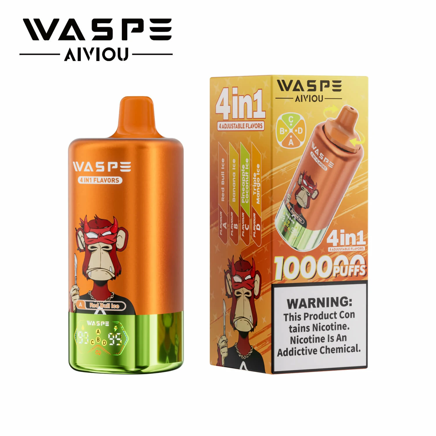 „Waspe“ 100.000 Züge – AIVIOU 4-in-1-Einweg-E-Zigarette